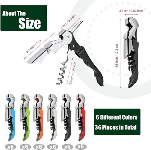 6 Pieces wine key wine opener Professional Waiter Corkscrews Stainless bottle opener Fold Serrated Foil Cutter Key for Family, Company Party,Bars,Restaurants(black) in Saudi Arabia