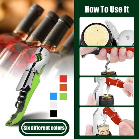 6 Pieces wine key wine opener Professional Waiter Corkscrews Stainless bottle opener Fold Serrated Foil Cutter Key for Family, Company Party,Bars,Restaurants(black) in Saudi Arabia