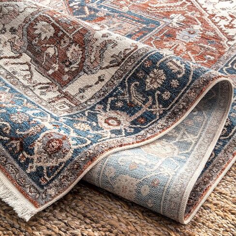 سجادة منطقة هامشية من nuLOOM Harriet - سجادة مقاس 3x5 سجاد تقليدي أزرق/متعدد الألوان لغرفة المعيشة وغرفة النوم وغرفة الطعام ومدخل المطبخ in Saudi Arabia