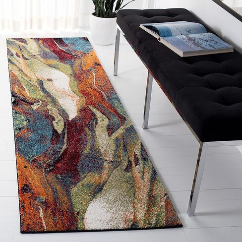 مجموعة SAFAVIEH Glacier مقاس 2'3" × 6' أحمر/أخضر GLA126Q سجادة حديثة تجريدية غير قابلة للتساقط في غرفة المعيشة ومدخل الردهة وغرفة النوم in Saudi Arabia