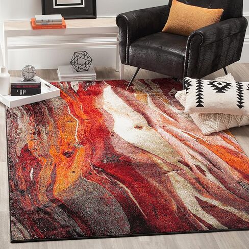 مجموعة SAFAVIEH Glacier مقاس 2'3" × 6' أحمر/أخضر GLA126Q سجادة حديثة تجريدية غير قابلة للتساقط في غرفة المعيشة ومدخل الردهة وغرفة النوم in Saudi Arabia
