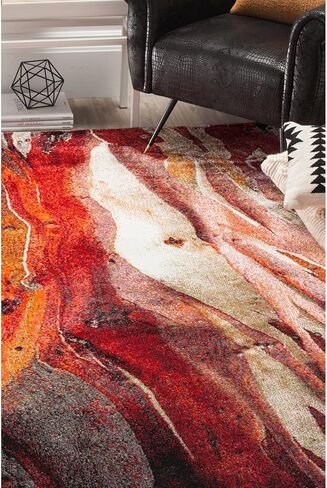 مجموعة SAFAVIEH Glacier مقاس 2'3" × 6' أحمر/أخضر GLA126Q سجادة حديثة تجريدية غير قابلة للتساقط في غرفة المعيشة ومدخل الردهة وغرفة النوم in Saudi Arabia