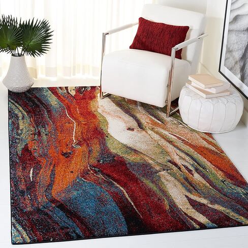 مجموعة SAFAVIEH Glacier مقاس 2'3" × 6' أحمر/أخضر GLA126Q سجادة حديثة تجريدية غير قابلة للتساقط في غرفة المعيشة ومدخل الردهة وغرفة النوم in Saudi Arabia