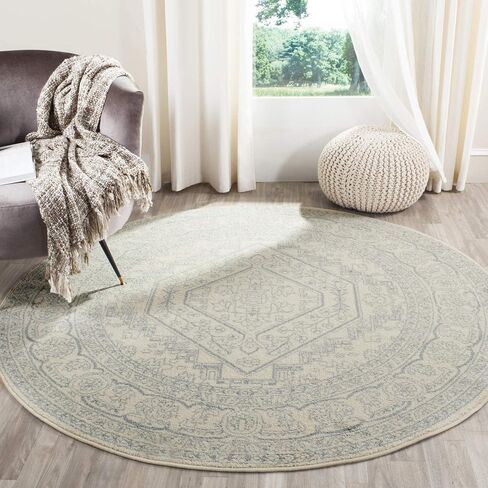 مجموعة SAFAVIEH Adirondack 6' مستديرة عاجية/أردواز ADR108S ميدالية شرقية غير قابلة للتساقط غرفة الطعام مدخل بهو غرفة المعيشة منطقة غرفة النوم سجادة in Saudi Arabia