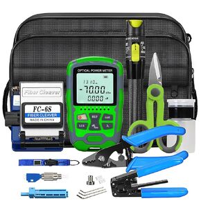 Fiber Optic Termination tool Kit FTTH Cable cold welding tool set with FC-6S Optical Fiber Cleaver and 30KM visual fault locator with FC-LC adapter -70~+10dbm M7 3 in 1 Optical power meter with RJ45