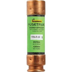 Bussmann FRN-R-60 60 Amp Fusetron Dual Element Time-Delay Current Limiting Fuse Class RK5, 250V UL Listed, Pack of 1, No Color