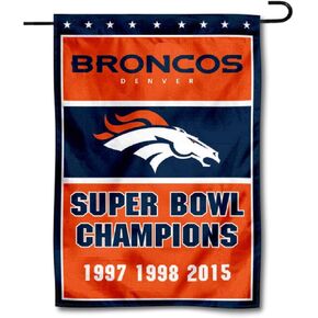 Denver Broncos 3 Time Super Bowl Champions Double Sided Garden Flag