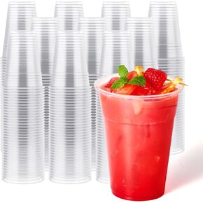 JOLLY CHEF 390 Pack 12 oz Clear Plastic Cups,Disposable Cups Drinking Cups for Ice Coffee,Milkshake, Cold Drinks