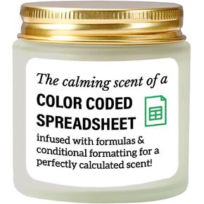 Accountant Gifts for Women Men Candle - Funny Spreadsheet Gifts for Accountants CPA Boss The Calming Scent of A Color Coded Spreadsheet Soy Candle 4oz