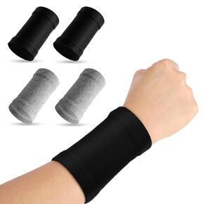 Wrist Compression Sleeve, 2 Pairs Spandex Soft Elastic Wrist Brace Hand Band Sport Support Wraps Arthritis Pain Relief for Men Women Work Gym Typing Golf Volleyball (Black)