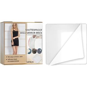 12 Pack Shatterproof Full Length Wall Mirror Tiles, Acrylic Flexible Mirror Sheets, 3.9 x3.9 in Self Adhesive Acrylic Mirror, Full Length Mirror for DIY Craft Home Wall Decoration