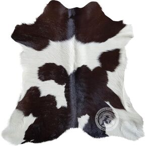 Sunshine Cowhides 100% Genuine Calf Hide Brown & White Cowhide Rug - Modern Style Calfskin Rug & Leather Area Rug for Living Room, Bedroom, Kitchen & More - Small (3 x 3 Ft.)