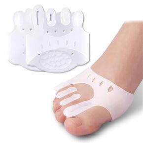 Gel Metatarsal Pads, 1 Pair Toe Separators, Bunion Corrector, Toe Spacers, Toe Straightener, Ball of Foot Cushions, Breathable Forefoot Pads for Calluses, Hammer Toe, Blisters, Corn, Foot Pain Relief