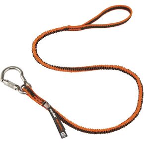 Ergodyne Squids 3101F(x) Shock Absorbing Tool Lanyard with Stainless-Steel Carabiner and Loop End, Tool Weight Capacity 15lbs,Orange & Gray