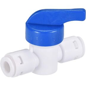 uxcell Quick Connector Ball Valve, Push in to Connect Water Tube Fitting, 1/4" Tube OD, for RO Water Systems, Water Purifiers Water Filters, Blue Handle, White 2Pcs
