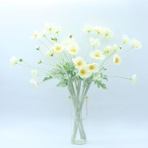 2 Pcs Artificial Fake Flowers Plants Poppies Silk Flower Arrangements Wedding Bouquets Decorations Plastic Floral Table Centerpieces for Home Kitchen Garden Party Decor Approx 23.6" High - Yellow