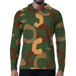 Men's Long Sleeve Camo Shirts UPF 50+ Sun Protection Lightweight Hoodie Rashguard Fishing Shirts for Tactical Running Casual