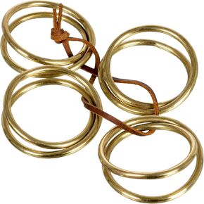 Bloomingville Modern Round Brass Leather Tie, Set of 4 Napkin Ring