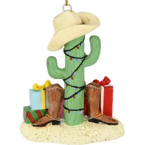 Tree Buddees Cactus Christmas Tree with Cowboy Boots Cowboy Hats and Presents Ornament