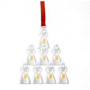 nambe 12 Days of Christmas Ornament Eight Maids a Milking Ornament | Silver and Gold Plate Hanging Ornament | Holiday Decoration for Christmas | Measures 4 x 2.5 Inches | Designed by Mike Altomari