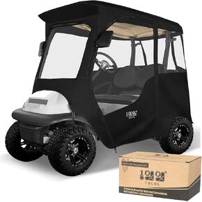 10L0L 2 Passenger Deluxe Golf Cart Driving Enclosures for Club Car Precedent, Waterproof Portable Transparent Golf Cart Cover Storage Enclosure - 4-Sided (Roof up to 57" L)