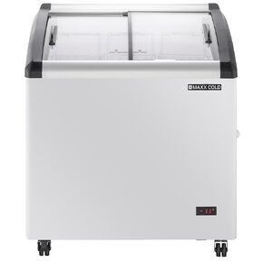 Maxx Cold MXF32CHC-3, 4.87 Cu. Ft. Curved Glass Top Chest Freezer Display, White