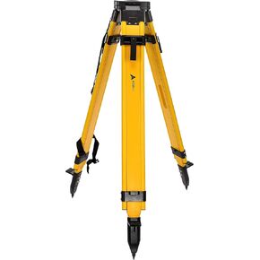 AdirPro Universal Survey Tripod – Laser Level Tripod – Transit Level Tripod - Quick Clamp - Heavy Duty Contractor Tripod 5/8" x 11" Thread (Yellow Wood/Fiberglass)