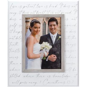 Malden International Designs 5x7 Corinthians Wedding Rustic Whitewash Picture Frame