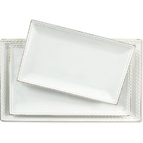 Kassel Ceramic Serving Platter Set | 14"/12"/10" Oval Serving Trays for Entertaining at Parties and Weddings | Oven Safe Large Serving Trays for Tacos, Steak, and Cake