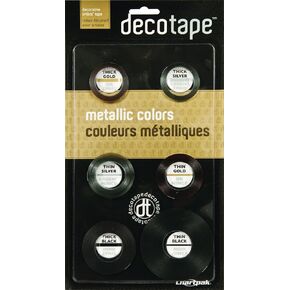 Chartpak DEC001 Deco Bright Decorative Tape, 1/8" x 324", Red/Black/Blue/Green/Yellow (Pack of 6)