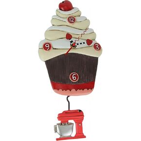 Allen Designs Frosting Please Cupcake Wall Clock Mixer Pendulum Home Decor Art