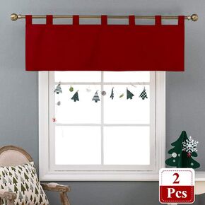 Magic Drapes Window Treatment 100% Polyester Solid Light Blocking Energy Efficient Tab Top Valance for Living Room, Bedroom, Kitchen, Bathroom, Office, Nursery (Burgundy, 2 Valances, 42x18)