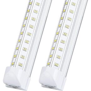 10Pack 8Ft LED Shop Light Fixture, 100W Integrated LED Tube Light,15500LM, 6500K, Clear Cover,6 Rows V Shape 270 Degree T8 LED Lighting for Garage Warehouse Workshop Basement