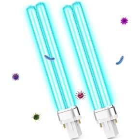 2 Pcs 9W UV Light Bulb Compatible with D200 Air Purifier, Air Purifier Whole House UV Light for R18, R18D R2000 Induct Air Purifier, UVC G23 2 Pin Base HVAC UV Light Bulb Replacement
