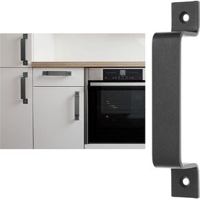 Eco-Fused 1x Sliding Barn Door Finger Pull (Black) with Self Tapping Screws - 6-Inch Solid Steel Flat Bottom Handle - Easy to Install - Ideal for Sliding Doors, Closets, Sheds, Garages