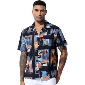 Arjen Kroos Men's Short Sleeve Hawaiian Shirts Casual Button Down Tropical Shirt for Men Beach Summer Shirt