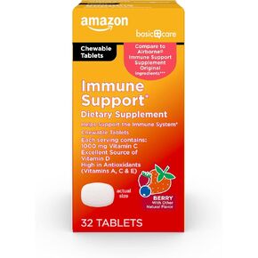 Amazon Basic Care Immune Support Berry Chew Tablets, 32 Count