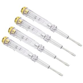PATIKIL Voltage Tester AC 150-500V Contact Electrical Detector Slotted Screwdriver Tester Pen with Neon Tube, Clear Blue, Pack of 4