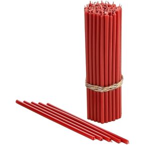 Danilovo Pure Beeswax Candles - No-Drip, Smoke-Less, Tall, Thin Taper Candles – Decorative Candles for Church Prayer, Decor or Birthday Candles – Honey Scented Candles – 6.4"x0.22" (Blue, 50pcs)