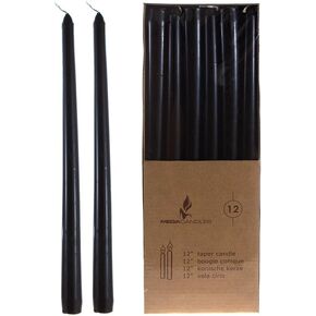 Mega Candles 12 pcs Unscented Black Taper Candle, Hand Poured Wax Candles 12 Inch x 7/8 Inch, Home Décor, Wedding Receptions, Baby Showers, Birthdays, Celebrations, Party Favors & More in Saudi Arabia