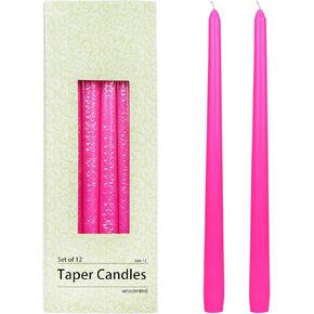 شموع مستدقة مكونة من 12 قطعة، مقاس 30.48 سم، وردي فاقع in Kuwait