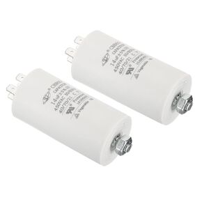 PATIKIL CBB60 25uF Running Capacitor,2Pcs AC 450V 4 Pins 50/60Hz Cylinder Bottom with Screw 75x40mm for Air Compressor,Cleaning Machine Motor Star