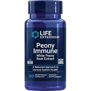 Life Extension Peony Immune - White Peony Root-Extract Supplement for Healthy Immune Support and Cell Balance - Non-GMO, Gluten-Free, Vegetarian - 60 Capsules