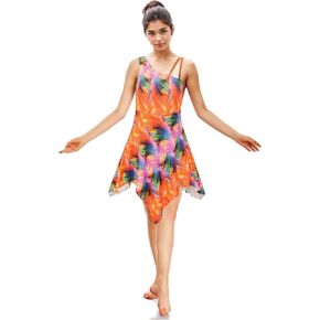 Orange Multi colors Dance Dress for Adult, Built-in Leotard. Dresses for Women Dance Lyrical Jazz in Saudi Arabia