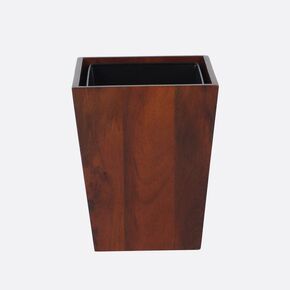 Premium Solid Wood Trashbin Multipurpose Furniture Basket for Home Living Room Office | Dustbin with Removal Metal Inner Liner from Mahogany Collection (Curvy, 8x8x9 Inch)