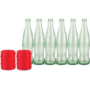 Bottles Ring Toss Game for Adults - 30 Pc Bottle Ring Toss Carnival Games with 24 Plastic Rings Hoops and 6 Glass Bottles. Kids Outdoor Games, Yard Games Outside Activities for Kids, Outdoor Fun