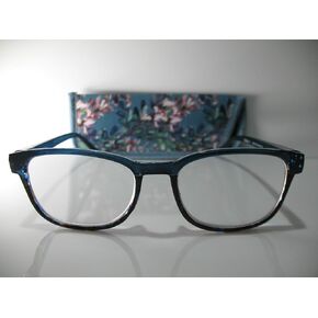 Foster Grant Misha Blue Multicolor Flower Reading Glasses w/Case +2.75