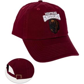 Desert Cactus University of Montana Baseball Hat Grizzlies UM Griz UMont Brimmed Embroirderd Cap Adjustable Cloth Strap Adult (Style B) Maroon