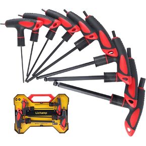 Lichamp 8 Pieces Metric T Handle Allen Wrench Set, 2-10 mm, Ball Head, Standard T handle Tee Handle Allen Hex Key Set, Long Handle Heavy Duty Excellent Set