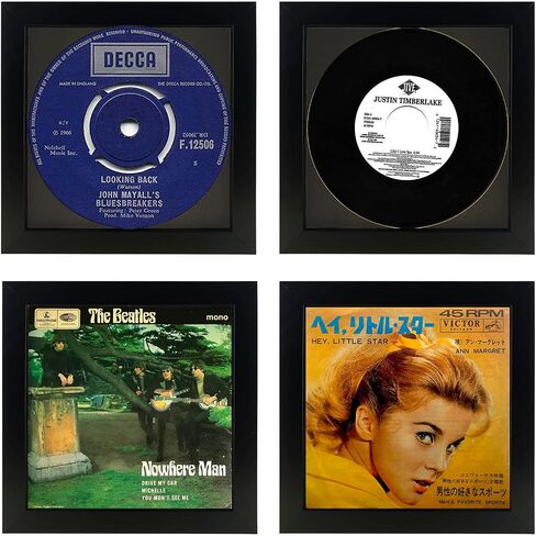 2 Pack, 45 Single 6 7/8" Vinyl Record Frame, Display 45 rpm Vinyl Record with Black Mat or 7" 45 rpm Vinyl Sleeve Art without mat, Wall & Tabletop Display (2, Black Frame Black Mat) in Kuwait